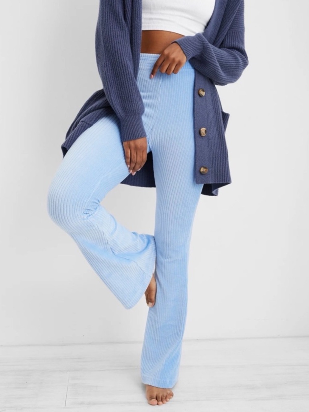 Aerie Groove On Velour High Waisted Flare Pants